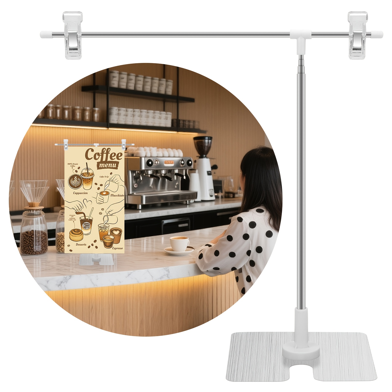 TEMU Stainless Steel Adjustable Poster Holder, Vertical Desktop Display Stand Signs, Advertisements, And Store Signage