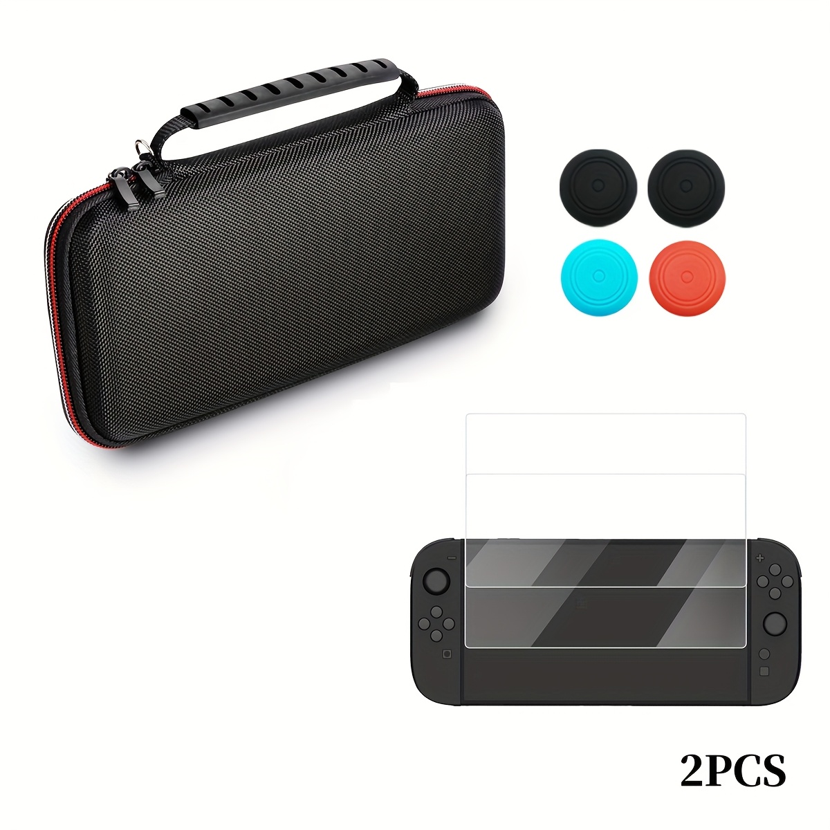 TEMU Adapté pour Switch 2, Inclut 1 Sac de Rangement -Chute + 4 Capuchons de Joystick + 2 Protections d'Écran en Verre Trempé, -Poussière, Résistant