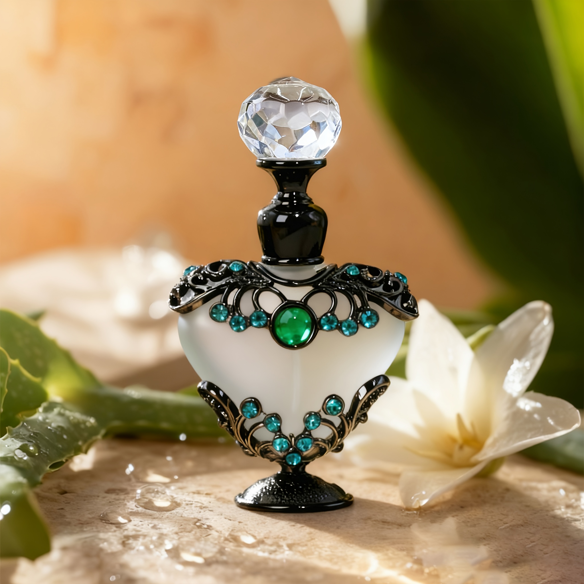 TEMU 5ml Flacon de Parfum Vintage de Cœur Pêche Incrusté de Strass - Distributeur d'Huile Essentielle Rechargeable avec Bouchon en , Flacon Décoratif
