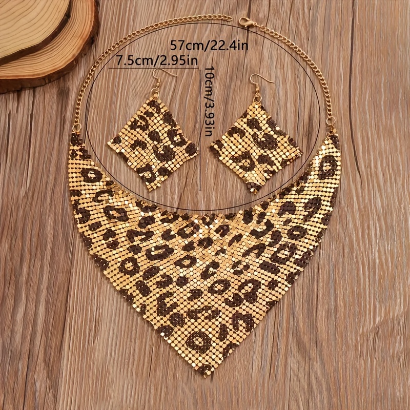 Sequinned Silky Scarf & Necklace Earrings Set