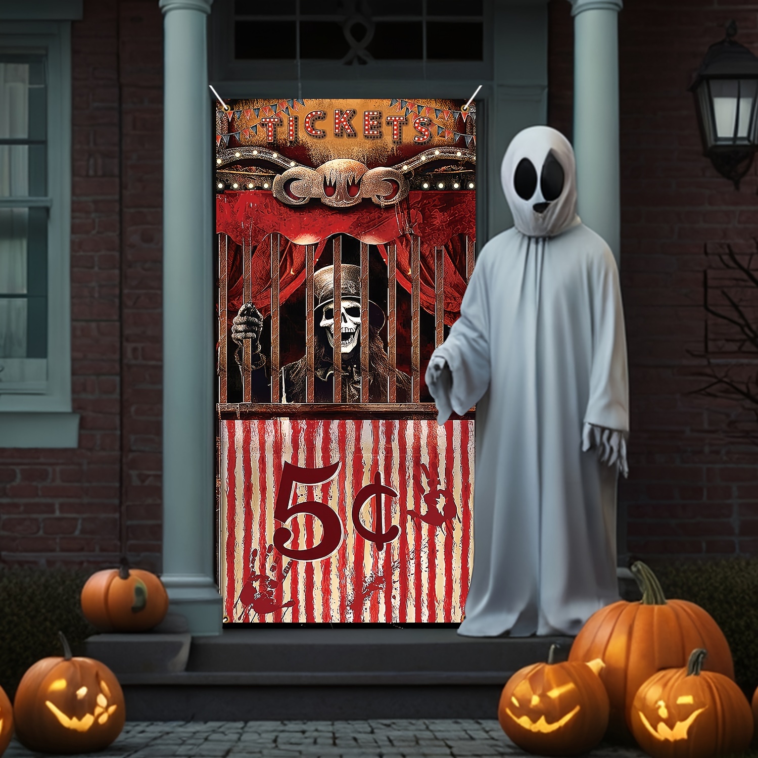 Halloween Türdekoration „Welcome Boo“ – Banner 200x90 Cm, Polyester, Für Drinnen & Draußen
