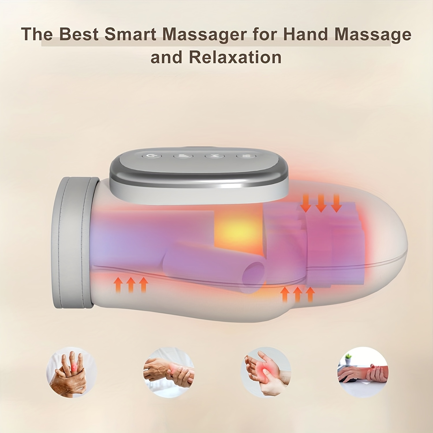 massageur de mains intelligent - cadeau idéal, massageur de mains à pression chaude avec 3   de massage et 5 modèles dondes  . parfait  , femmes et parents Détails du produit 3