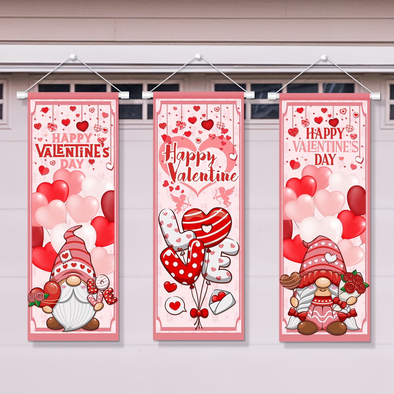 

3-pack Valentine's Day Vinyl Banners, Romantic & , Multipurpose Stretching Posters For Party Decor, Tailgating & Celebrations, No Electricity Needed