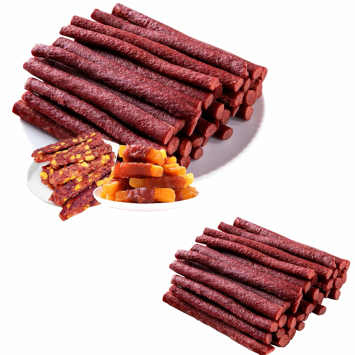 TEMU Mixed Dog Treats , Chicken Jerky, Duck Jerky, Beef Strips, Beef Liver Bites, Meat Skewers And Beef Hide Chew Rolls, Training Rewards And Snacks