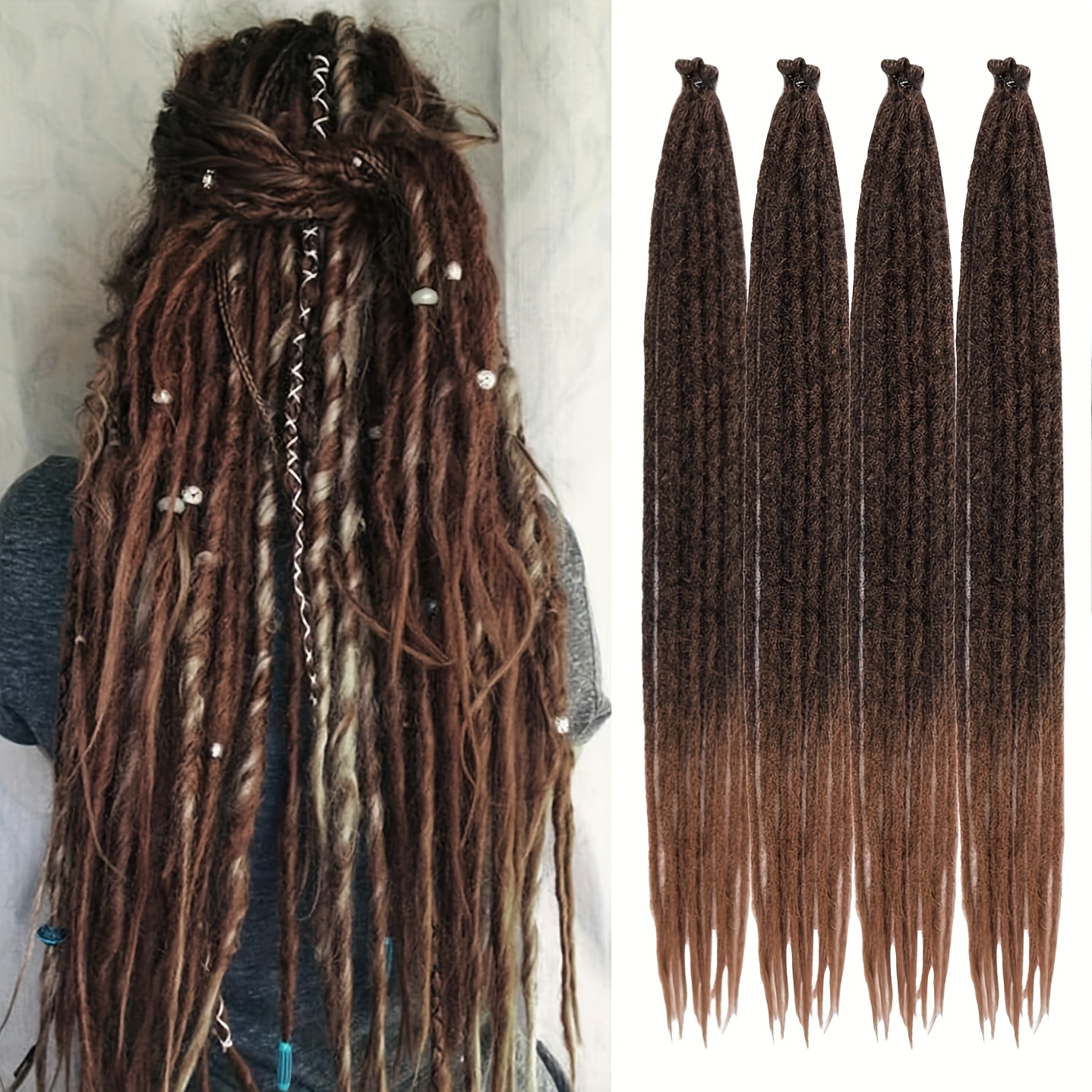 40 strands dreadlock extensions 24 inch hippie - Temu display picture 1