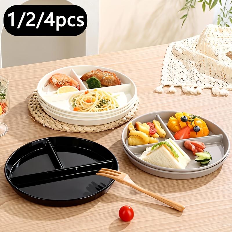 1/2/4 piezas, Plato Dividido para Control de Porciones, Plato Separado, Plato para Pérdida de Peso, Tres Compartimentos, Plato de Plástico Resistente a Caídas, Plato Escolar, Apto para Microondas y Lavavajillas, Ideal para el Control del Peso, Feliz Eid Al-Fitr