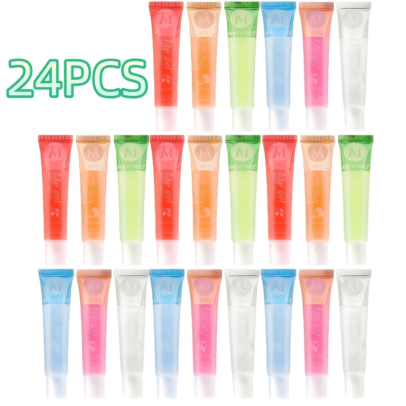 TEMU This Set Of 24 Lip Glosses Features Flavors Such As Vitamin E, , Argan Oil, Peppermint, Aloe Vera, And Coconut. It Serves As A Lip Oil Gift Set