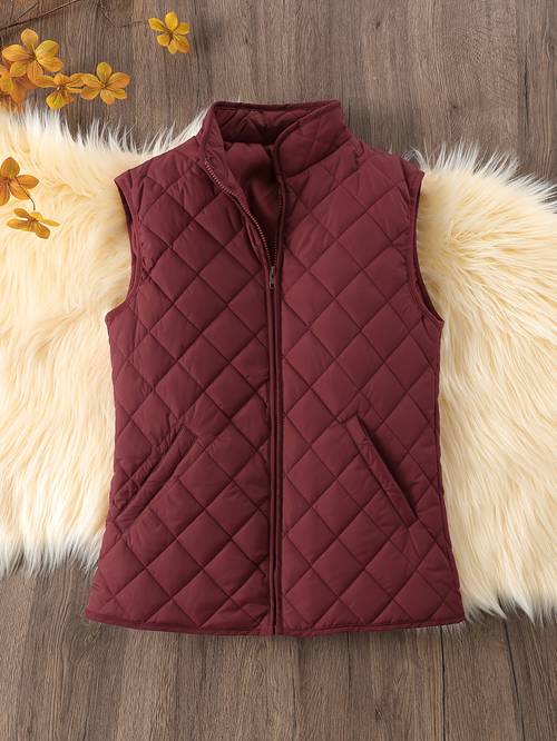 womens vest solid color womens fashion lightweight jacket sewing suitable for middle aged and elderly indoor and outdoor in autumn and winter outdoor beach casual 2025