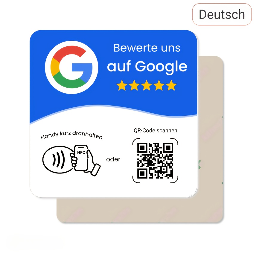 TEMU Google Review Business Card Suitable For German - Nfc & Dynamic Scanner Compatible, Setup For Review , Google Business Verification Icon For
