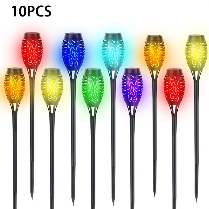 4 to 20pcs Outdoor Solar Torch Lights Warm LED Flame Effect for Yard Garden Decor IP55