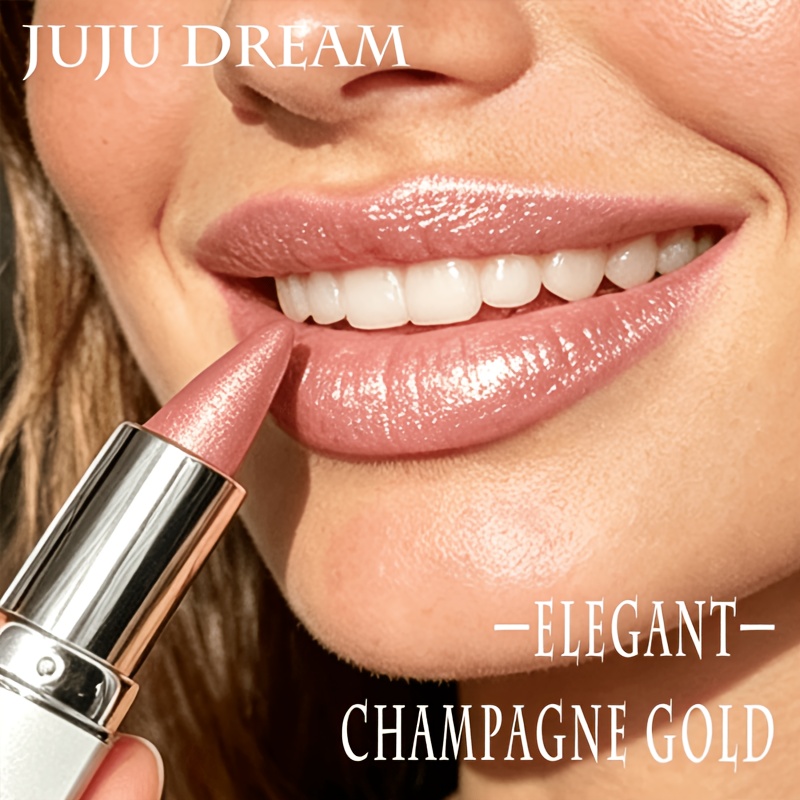 Image of Elegant Golden Lipstick, Shimmery Glossy Metallic End, Long-lasting Wear, Smooth Creamy Texture, , Party & Festival Makeup
