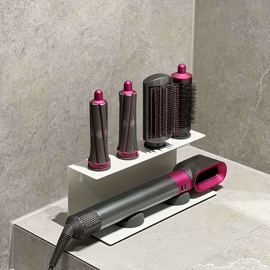 Fashionable Metal No-Drill Countertop Electric Curling Iron Storage Rack,  Hair Dryer Holder Wall-Mounted Bathroom Organizer That Requires No Drillin