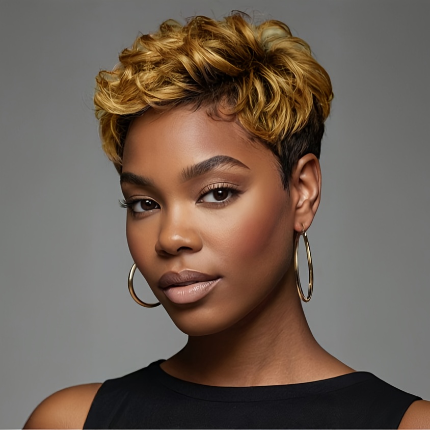 TEMU Hair Short Blonde Wig Brown Hair Synthetic Short Ombre Wig For Women Short Curly Wigs For Women