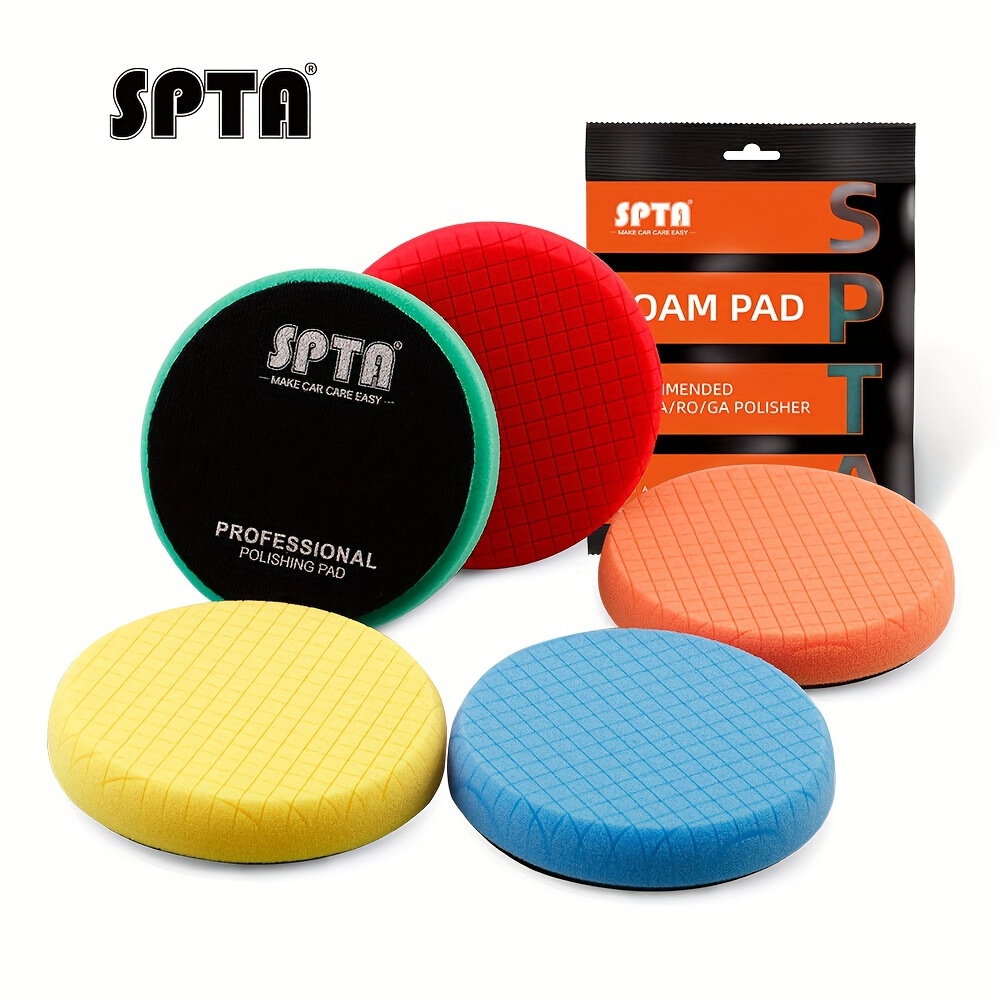 

Spta 5pcs 5/6/7 Inch Polishing Pads Car Waxing Buffing Foam Kit For Polisher