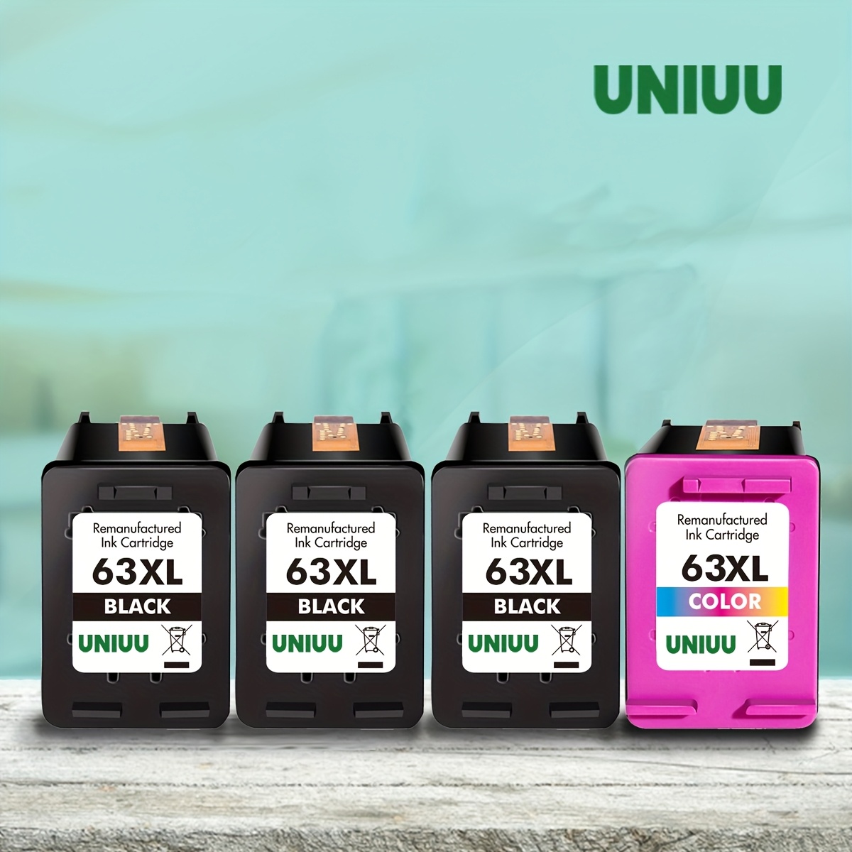 TEMU Uniuu 63xl Printer Ink For 63 Ink Cartridge Replacement For 63xl Combo Work With 3830 4650 5255 4520 4512 1112 3630 3634 3639 Printer(3 Black, 1