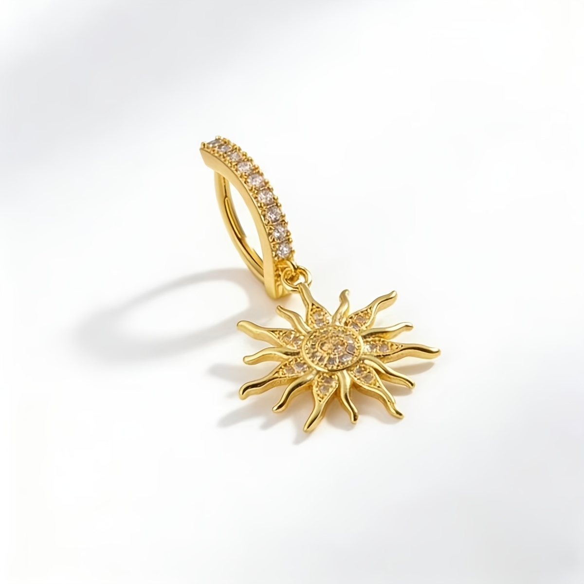 TEMU 1pc Flower Belly Button Ring Pave Navel Stud Women's Summer Beach Piercing Body Jewelry