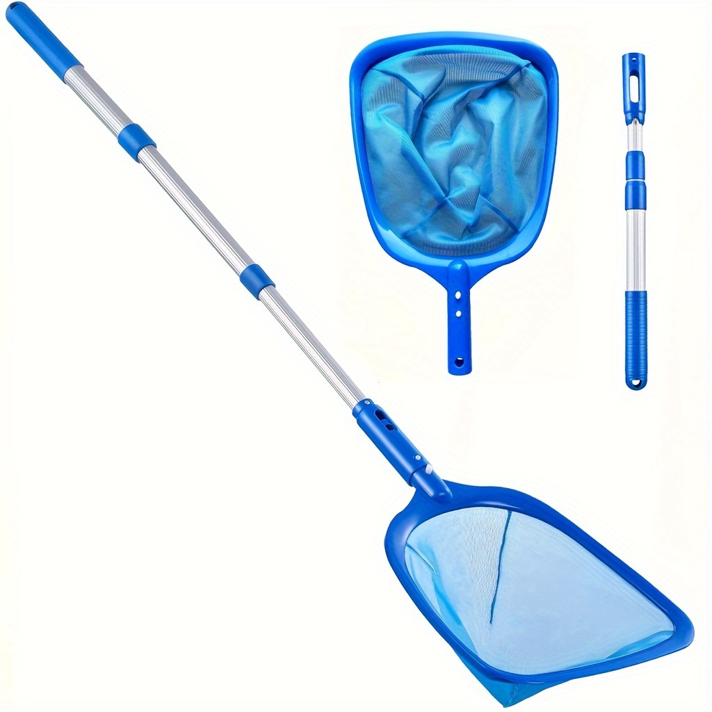 

Swimming Pool Skimmer Net Set With 3-section Telescoping Aluminum Pole, 17"-35" Adjustable Length - Fine Mesh Deep Bag Leaf Catcher Cleaner For Pool Maintenance