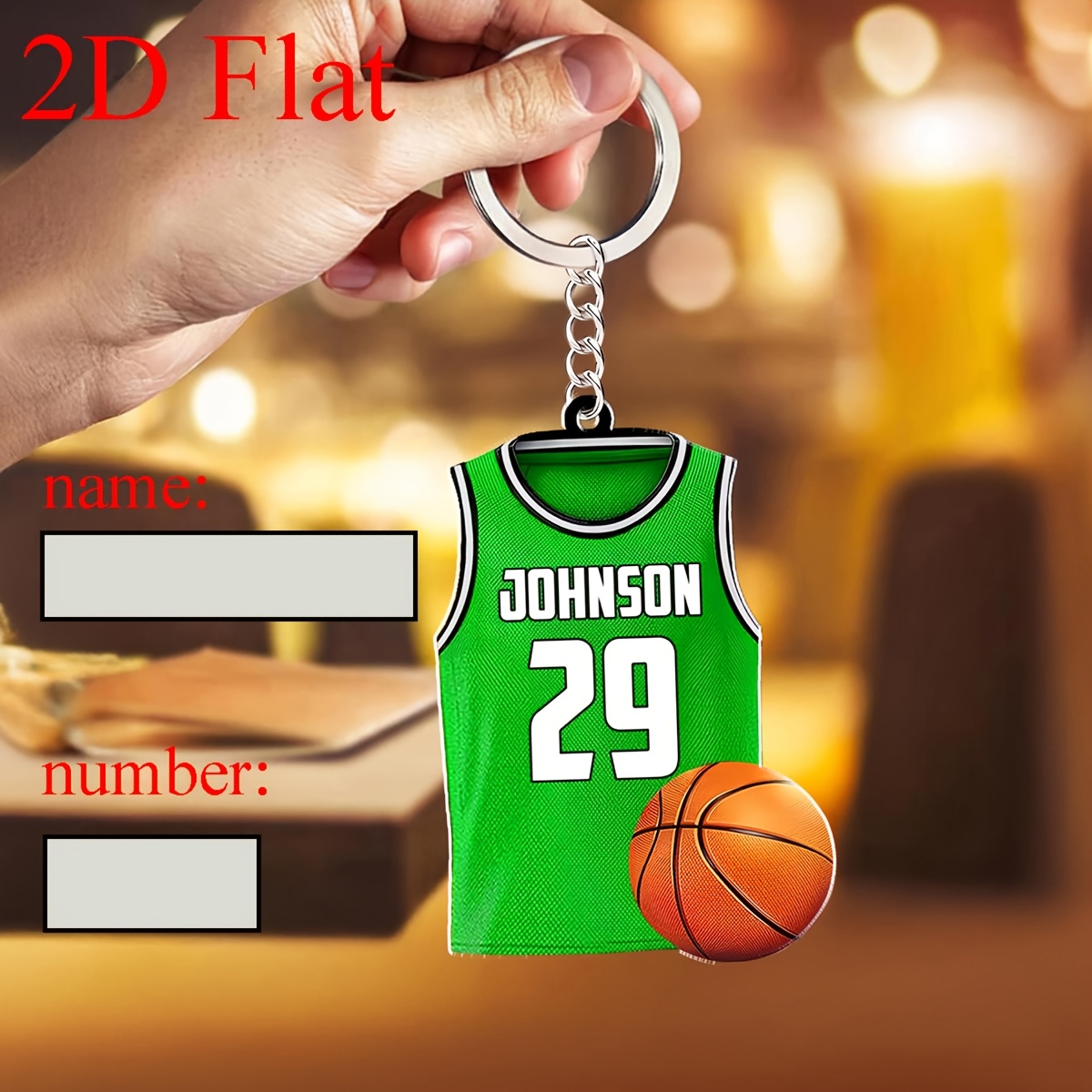 TEMU Chaveiro de Jersey de Baloncesto 2D Personalizado, Chaveiro Deportivo a Láser, Accesorio de Baloncesto, Regalo Atlético, de Equipo,