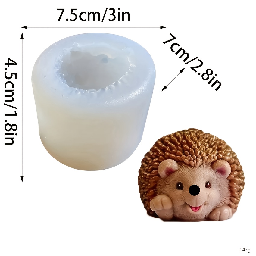 TEMU A 3d Cartoon Hedgehog-shaped Silicone Mold, Suitable For Handmade Crafts, Scented Candles, Plaster, Resin Ornaments, Home Decor, Easy To Demold,