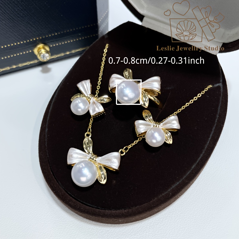 Classic Luxury Freshwater Pearl Jewelry Set, Necklace, Earrings & Ring