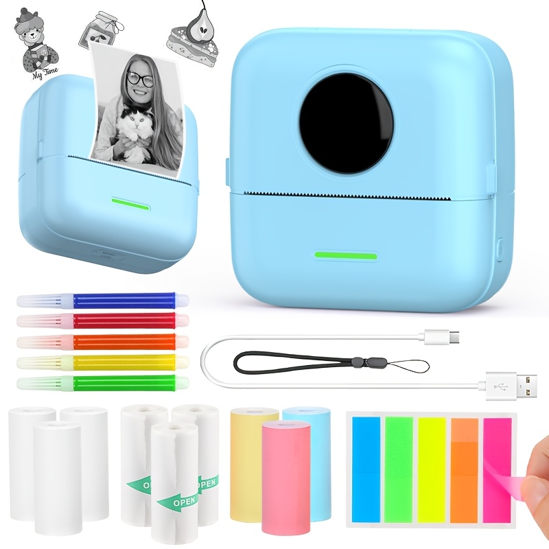 

Compact Portable Mini Printer Kit - Usb Rechargeable, 800mah Lithium Battery, Wireless & Wireless-, With Thermal Paper Labels & Accessories - Ideal For Office & Diy Projects, Mini Portable Printer