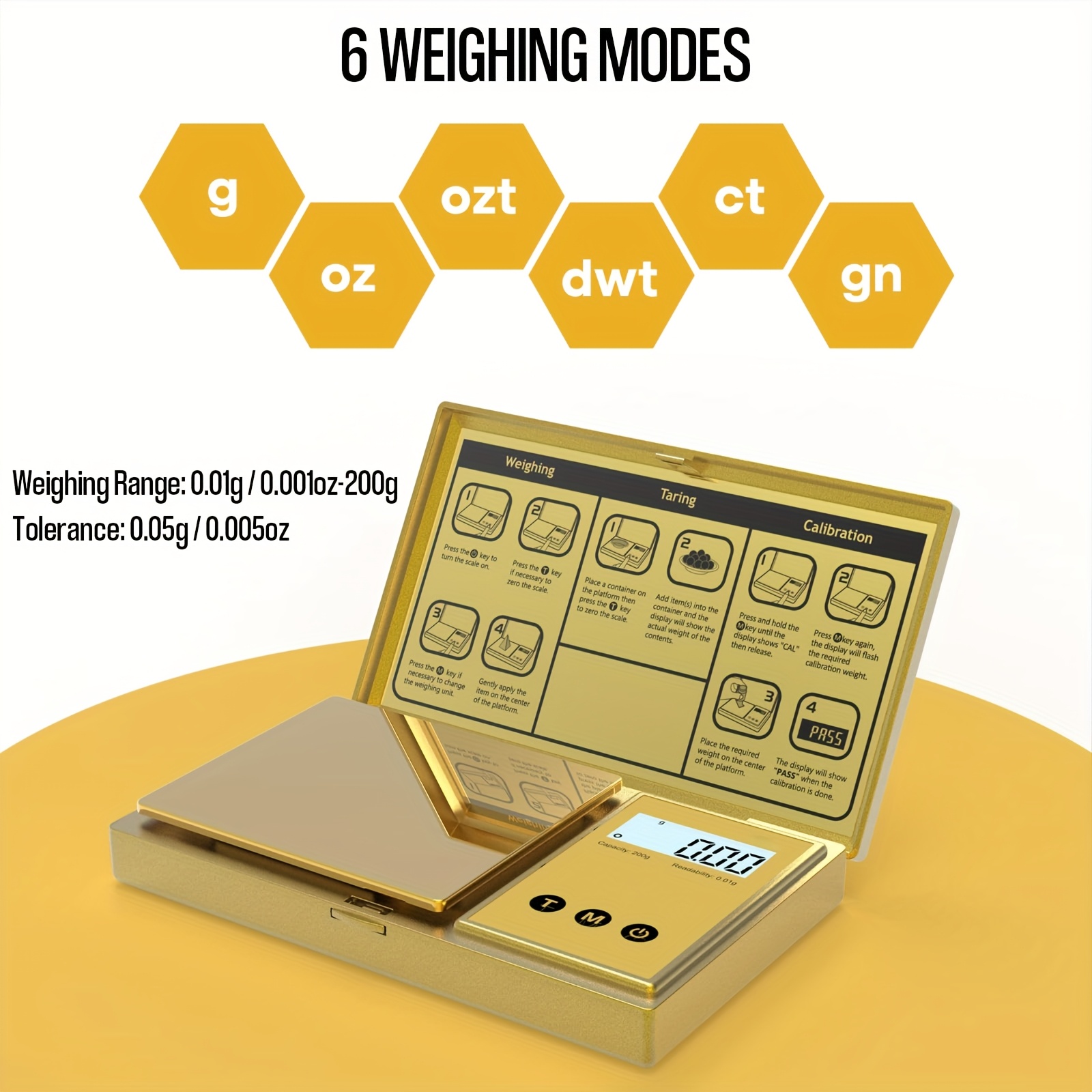 Digital Pocket Scale with LCD Backlit Display, 200g Precision