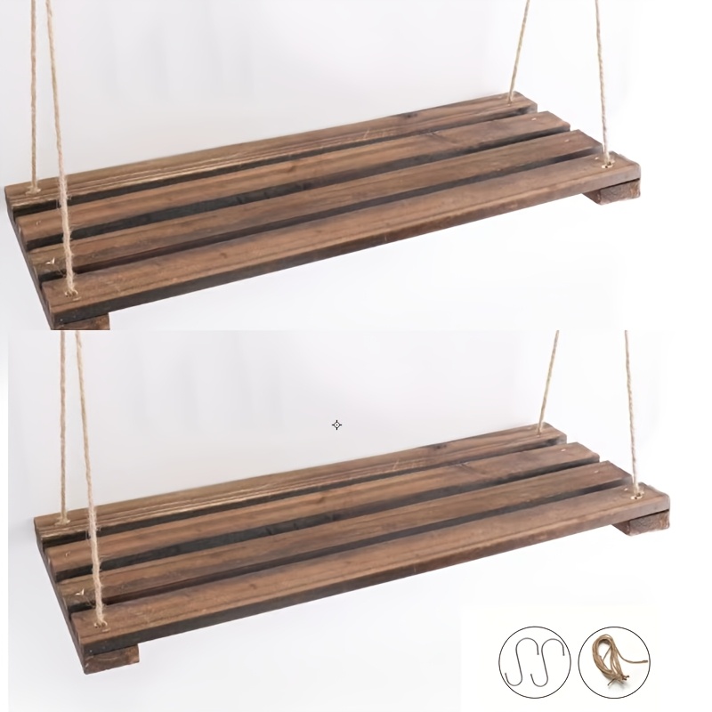Image of Set Of 2 Wooden Flower Racks For Balcony Railings, Designed For Hanging Without The Need For Drilling, Perfect For Garden Storage And Organizing Tools On