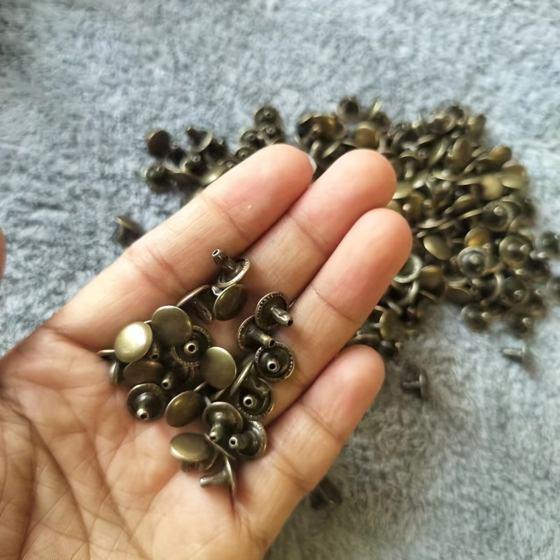 Image of 110 Sets Of Antique Bronze 9mm*6mm Metal Rivets, Suitable For Materials With A Thickness Of 3mm-4mm. Ideal For Design, Clothing, Bags, Sandals, Belts, And Other Decorative Projects
