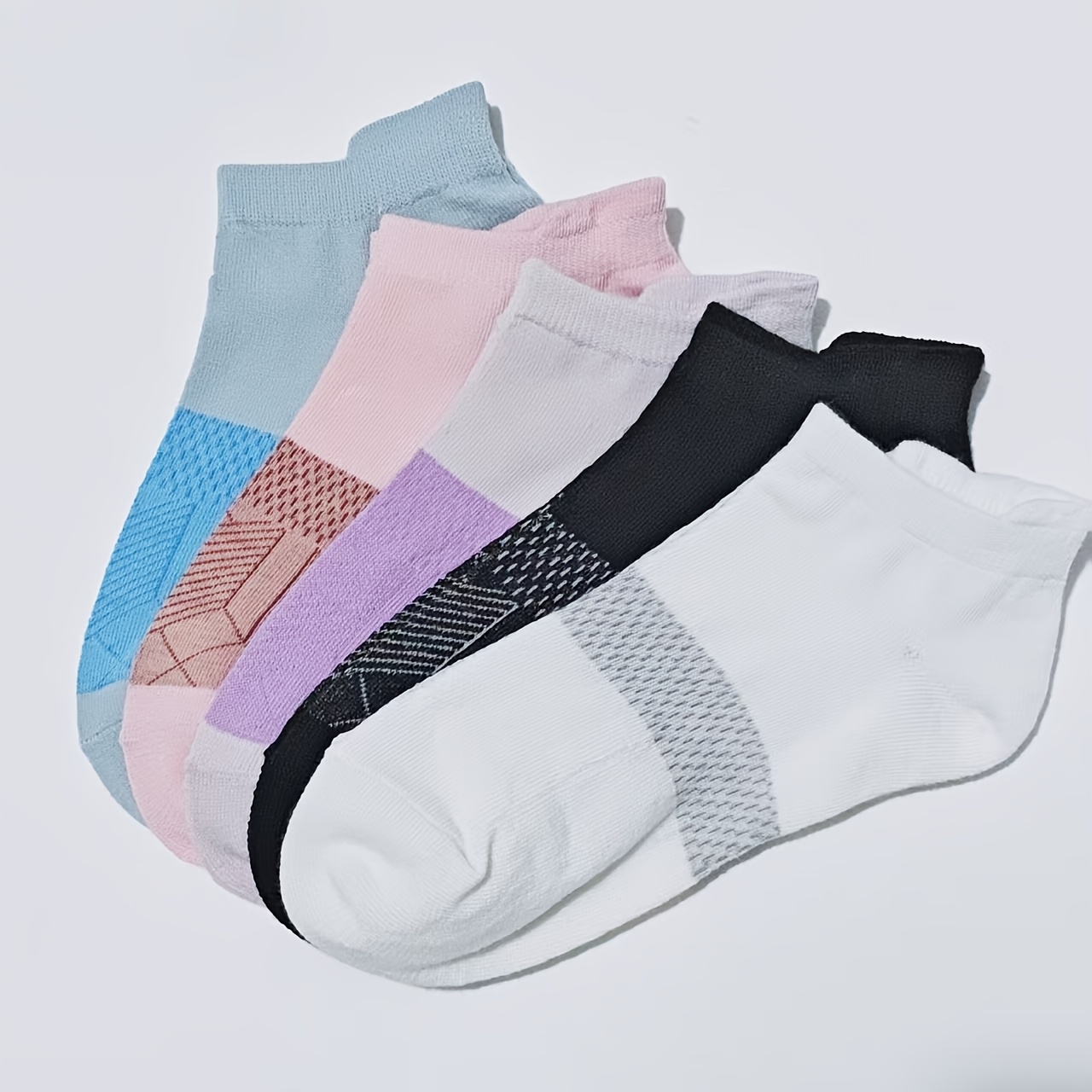 E-shop 5 Paar Damen-Kompressionssocken mit Fußgewölbestütze, niedrige Socken, thermisch, feuchtigkeitstransportierend, atmungsaktive Sportsocken,