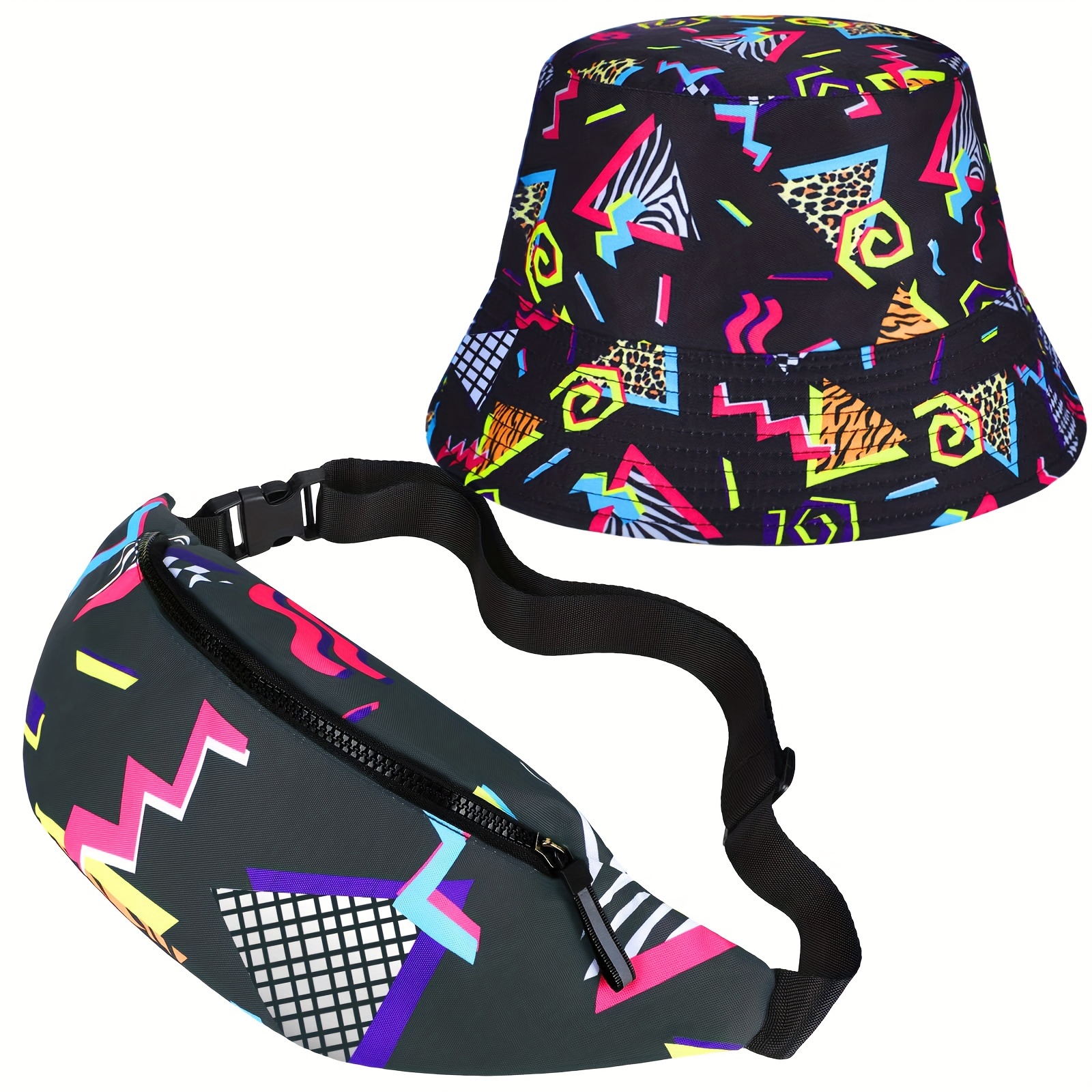 Fashion Retro 80s 90s Bucket Hat for Men Women Funny Summer Beach