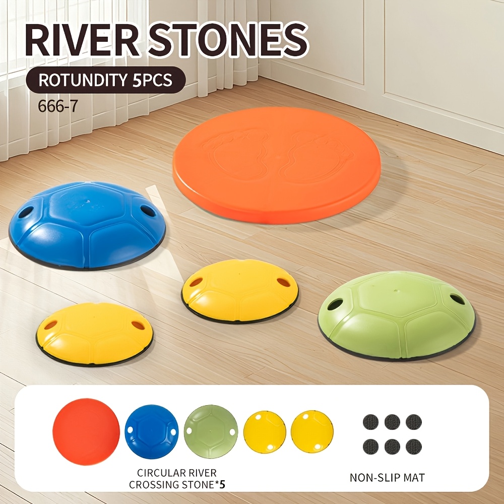 TEMU 5pcs Set Balance Stones Set, Stepping Stones Kit, River Balance Stones Set, Non-slip Balance Blocks, Indoor/outdoor Obstacle Training Equipment,