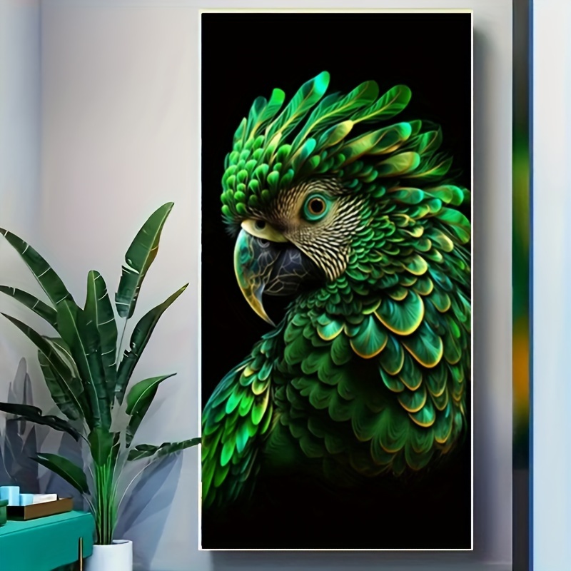 

5d Parrot Diamond Painting Kit, Full Drill Round Acrylic Diamond Embroidery Cross Stitch Art, Diy Mosaic Animal Themed Diamond Art Craft For Wall Decor, 110x50cm