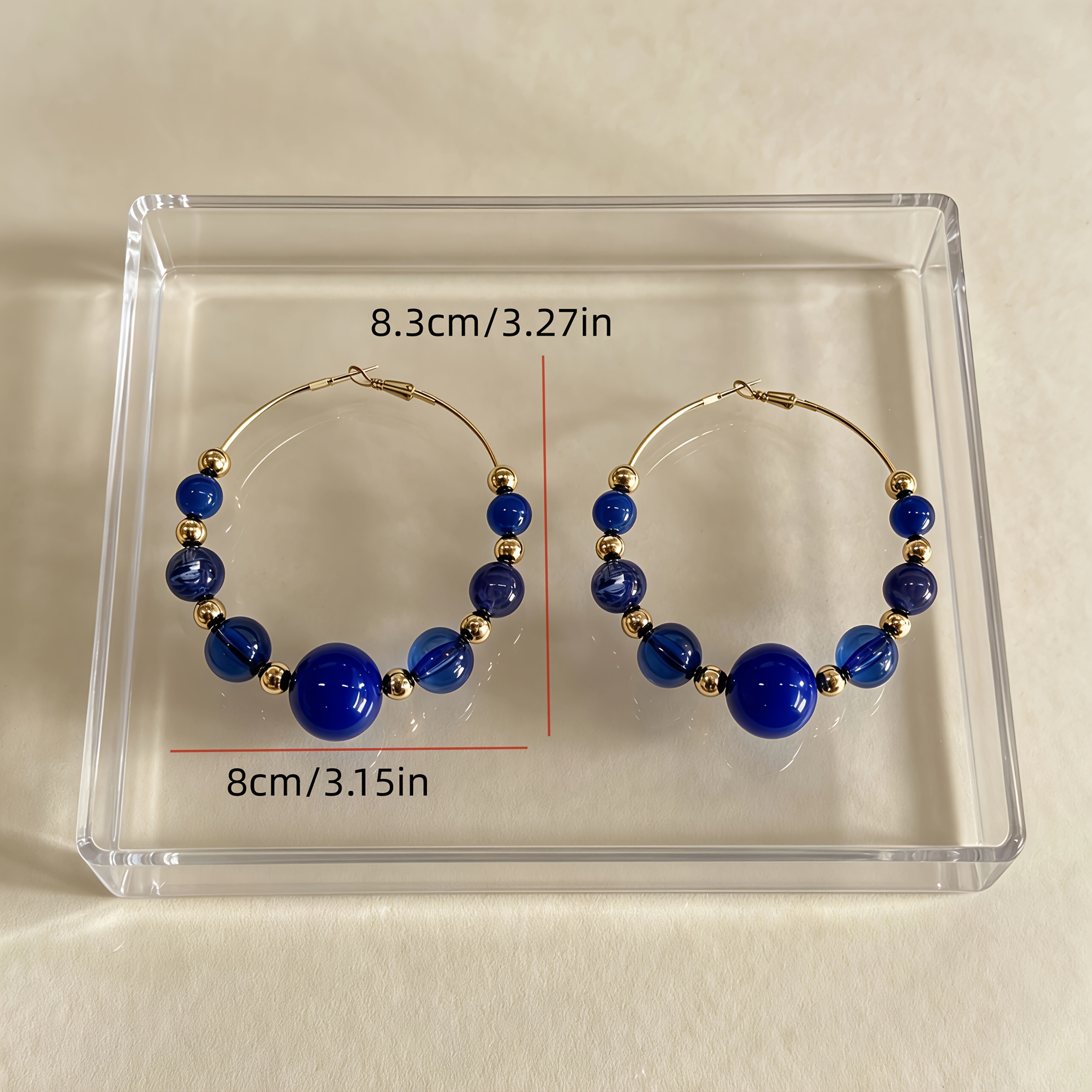 Women's Bohemian Large Round Bead Tassel Hoop Earrings