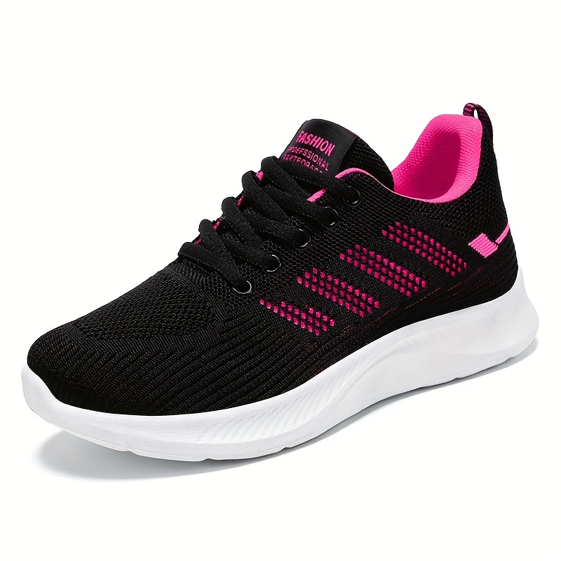 Image of Flying Woven Running Shoes, Women's Mesh Sneakers Lace-up, Women's Lightweight And Breathable Sneakers, Support For Running, Training, And , Women Shoes