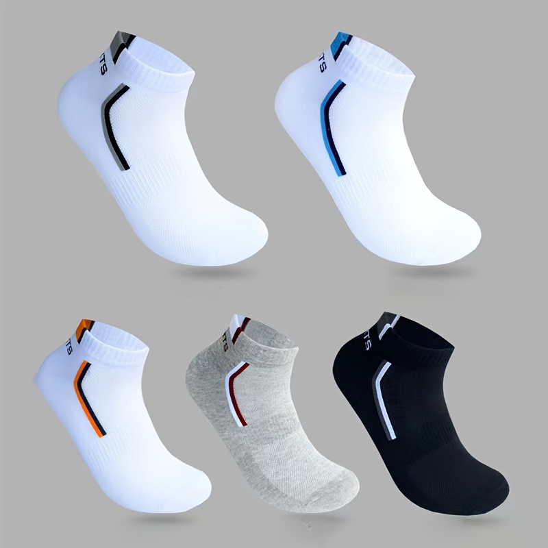 

5 Pairs Letter Ankle Socks, Sports & Breathable Unisex Running Socks, Women's Stockings & Hosiery
