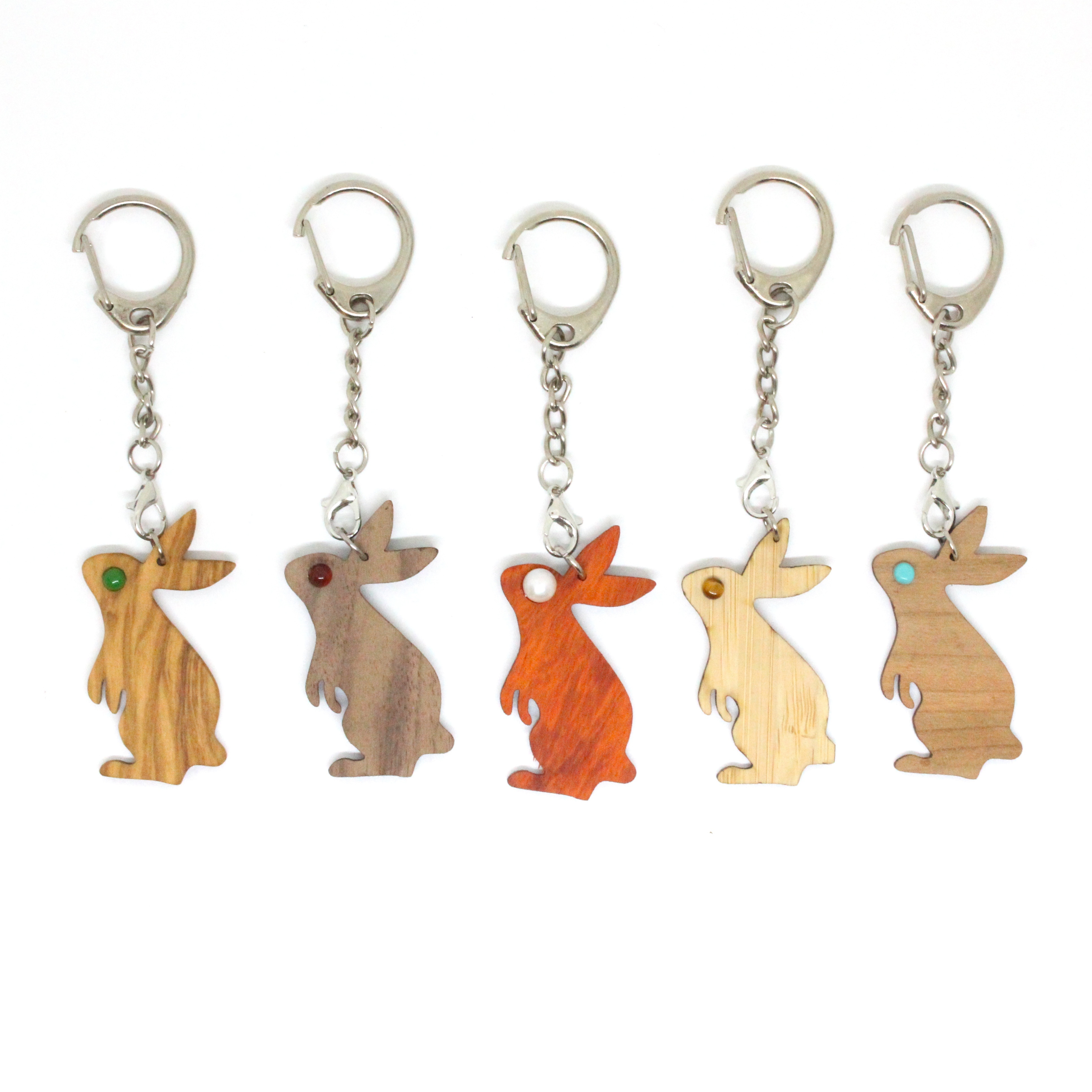 Cute Rabbit Keychain Animal Natural Wooden Key Chain Ring - Temu Ireland