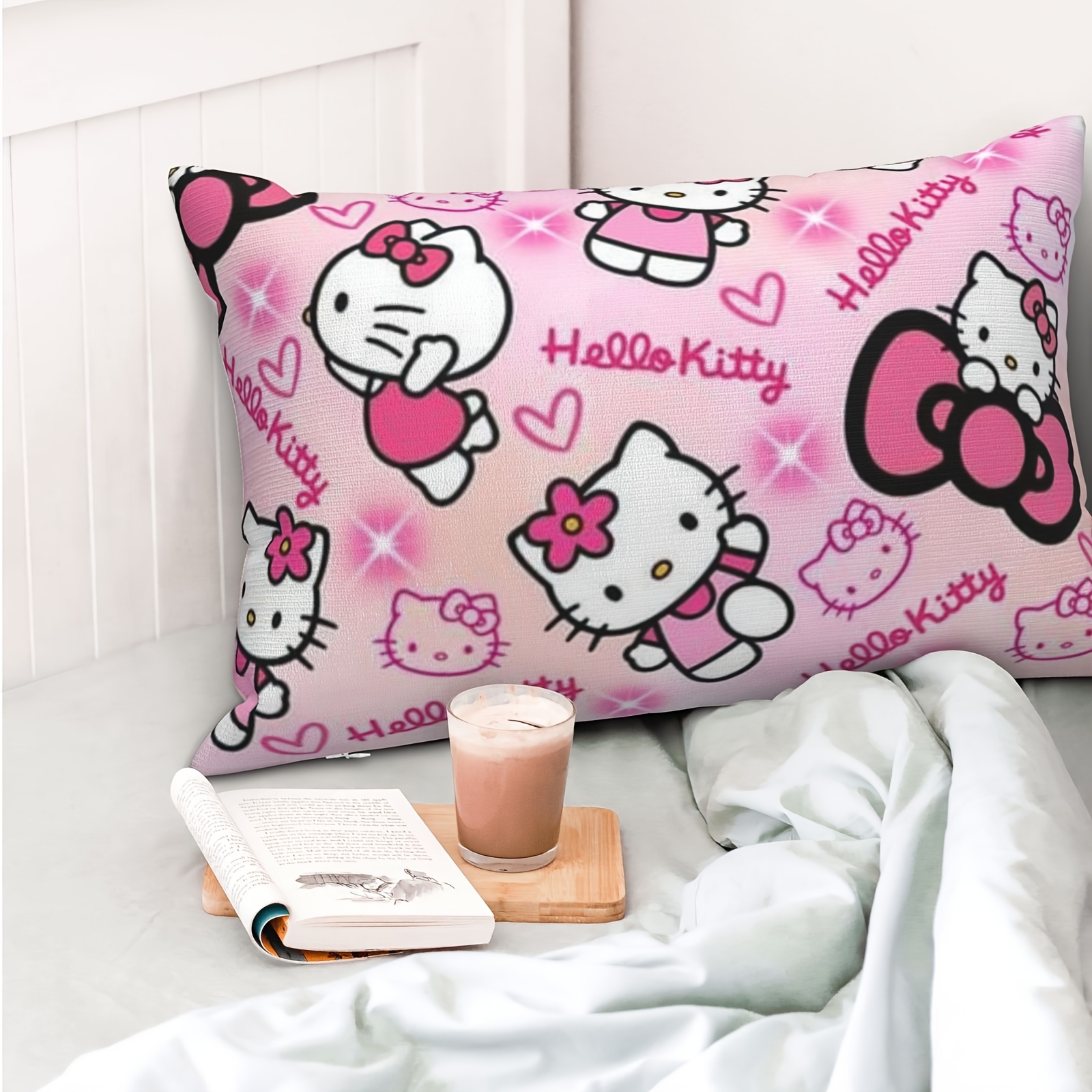 

1pc New Licensed Sanrio Hello Kitty Case - No Pillow , Invisible Zipper, Machine Washable Polyester, 20x30 Inches - Suitable For All Room Types, New Year And Valentine's Day Gifts