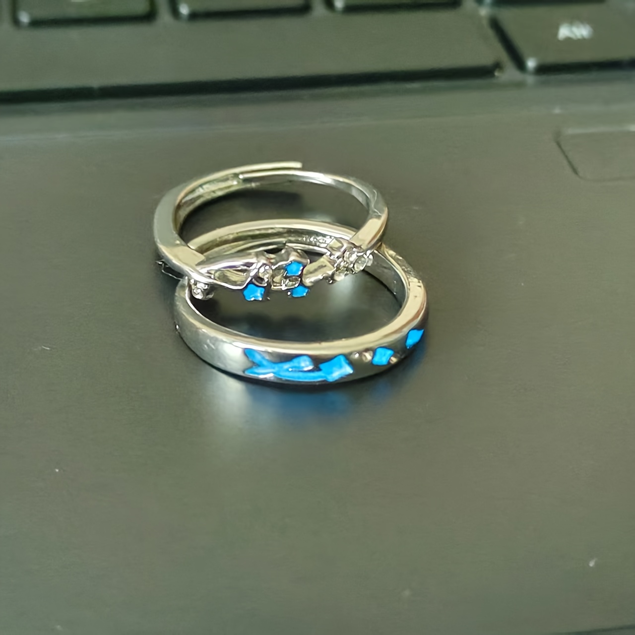 2pcs Couple Rings Starry Night Luminous Pair Ring
