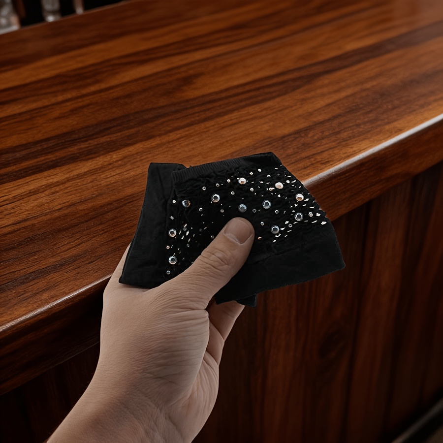 TEMU 【商品名】ブラック ストレッチ メッシュ ラインストーン グローブ、スパンコール フィッ スタイル、アウトドア パーティー セクシー アウトフィット、お祝いの雰囲気
