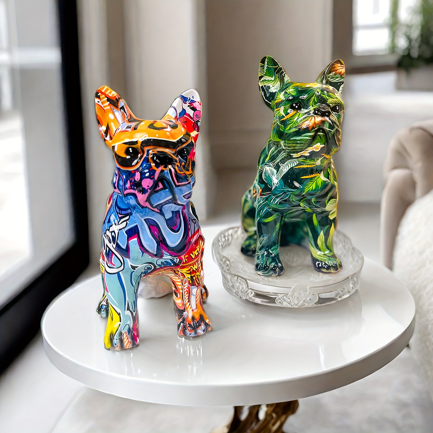 1pc Ornamento Bulldog Francese Graffiti Statua Animali Arte - Temu