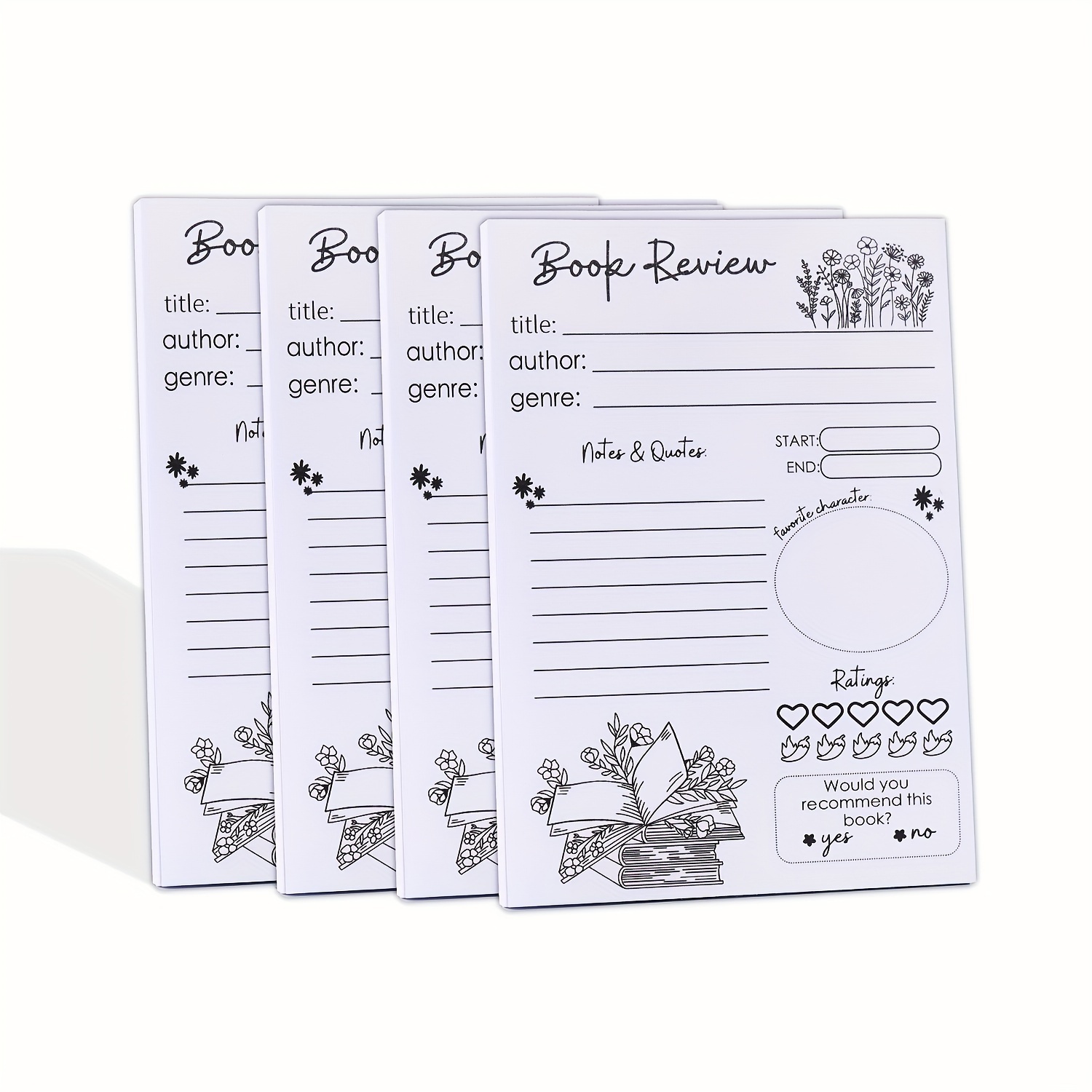 

4 -notes autocollants pour avis de livres, 5,5 x 3,9 pouces, marque-pages , 40 feuilles , fournitures pour la de lecture,