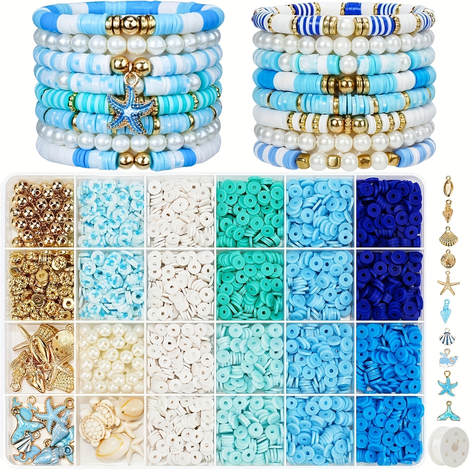 3000-piece Clay Beads, Artificial Acrylic Shells & Accessories For Bracelet Jewelry Making Kit, Diy Craft Gift