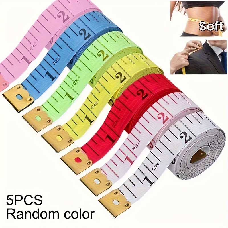 TEMU 5-pack Soft Measuring Tape For Sewing - 60 Inch/150cm Body Measurement Tape In Assorted Colors