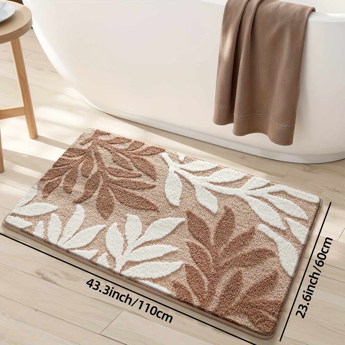 1pc Fluffy Bathroom Rug Bath Mat, Absorbent Premium Bath Rug, Non-slip Comfortable Bathroom Mat For Bathroom Floor, Sink, Bathtub, Shower Room, Home Decor Spring Decor Christmas Decor