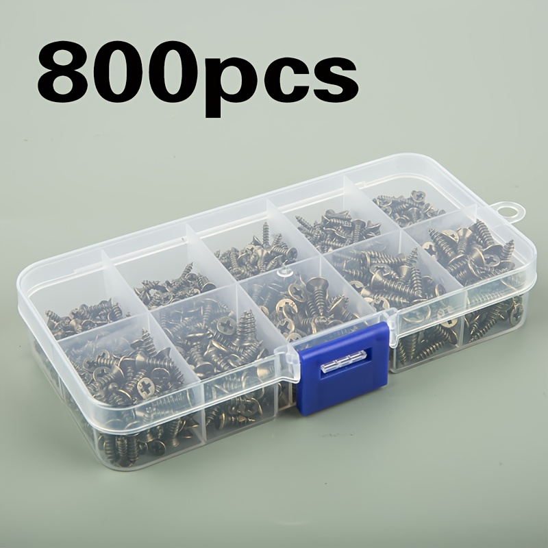 E-shop 800 Stück M2-M2.5-M3 Miniatur Schrauben, 6mm, 7mm, 8mm, 10mm, 12mm, 14mm, 16mm Miniatur Selbstschneidende Schrauben mit Kreuzschlitz,