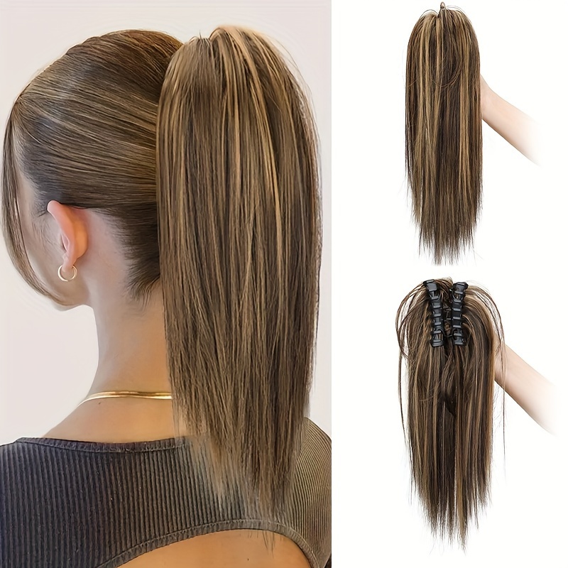 

Women' Straight Synthetic Ponytail Clip, Easy-to-wear Half-tied High Ponytail Extension For All Hair Types