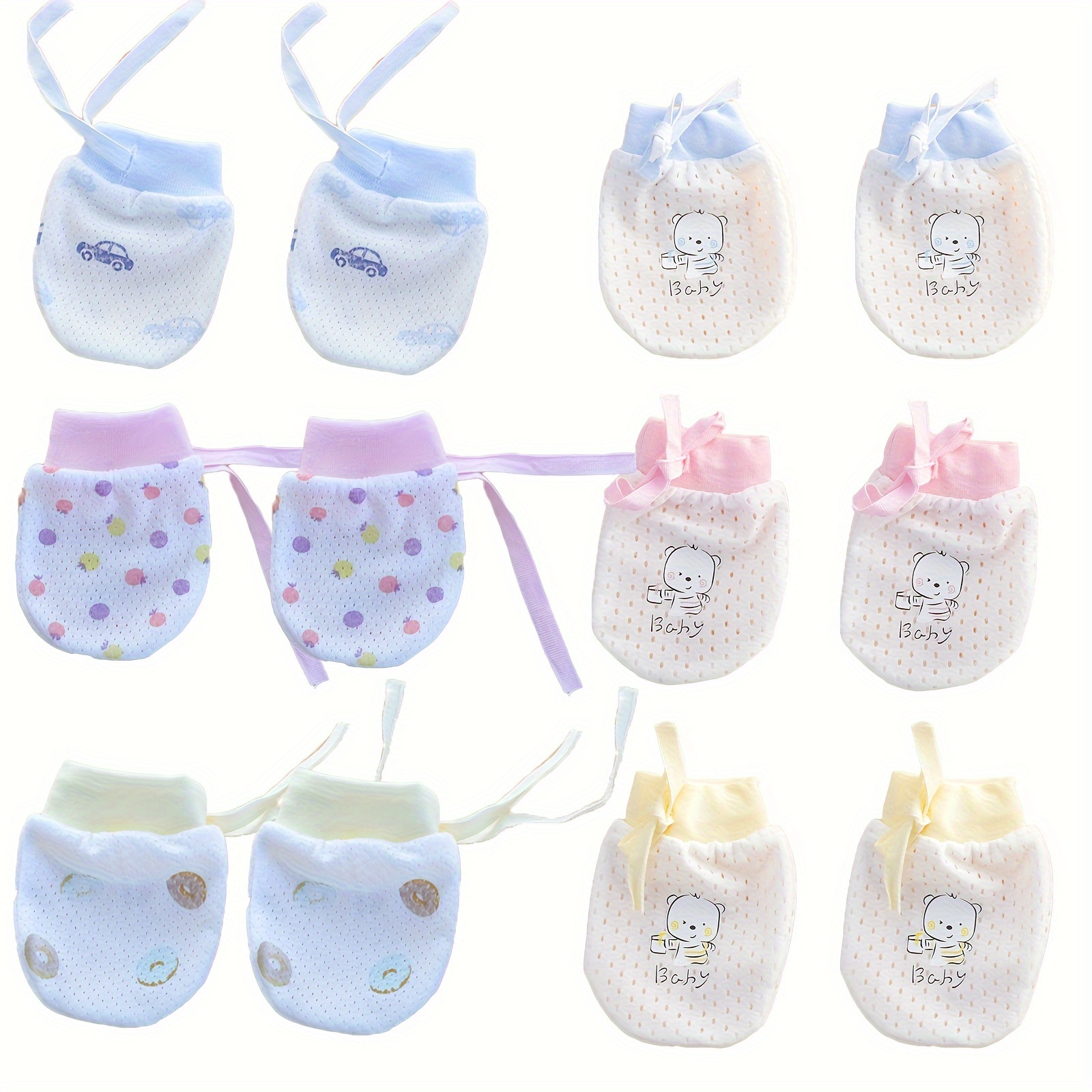 Newborn Baby Elastic Anti scratch Gloves Cute Cartoon - Temu Australia