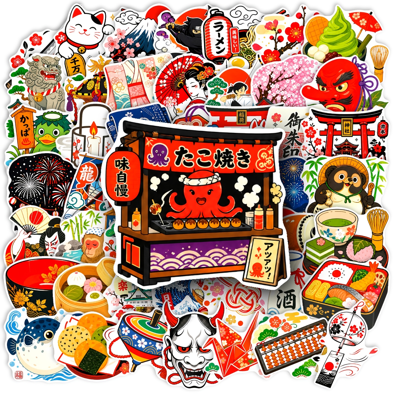 TEMU ¿Estás obsesionado con el estilo japonés? ¡Averigua 50 stickers de japonesa para laptop, botella de agua, equipaje, cuaderno