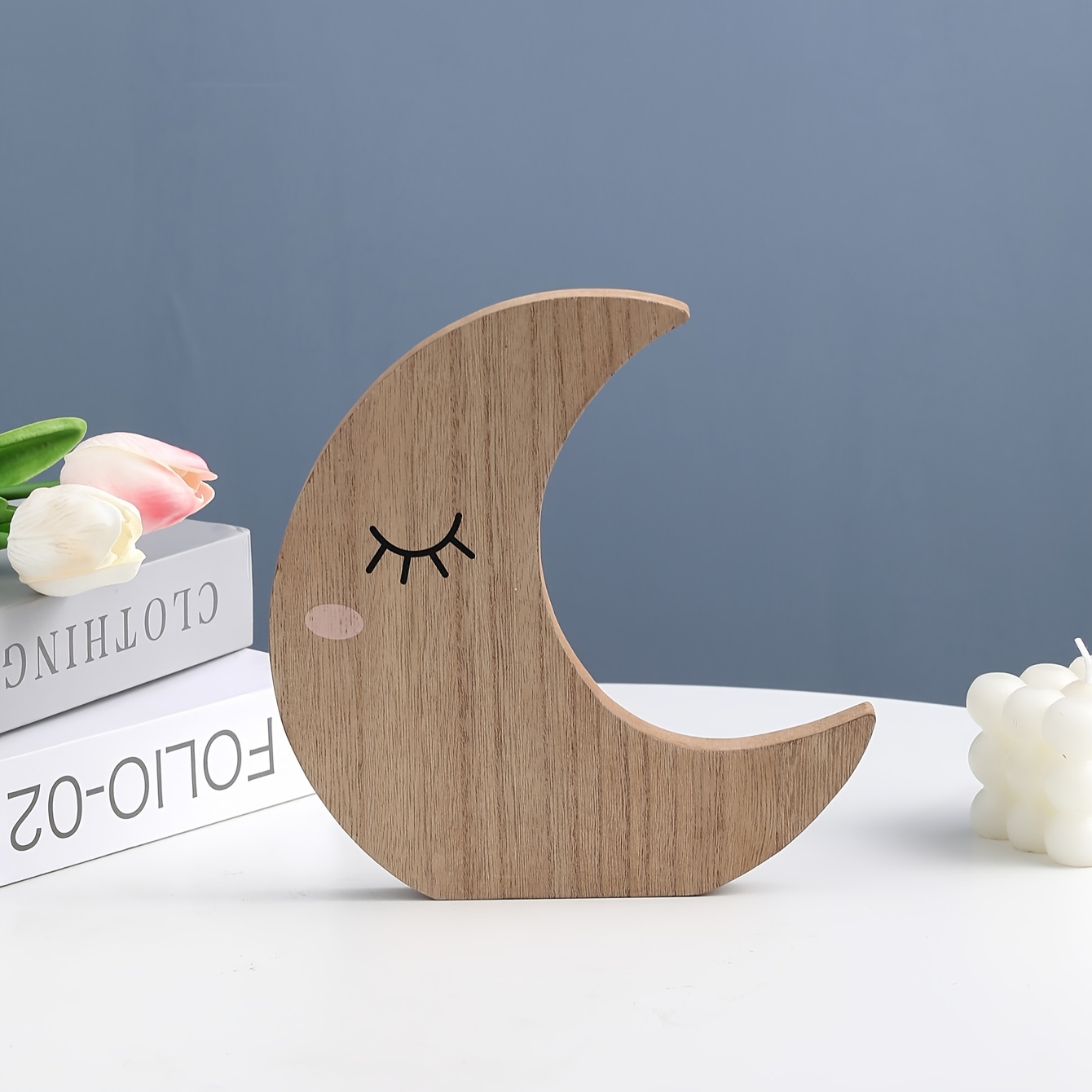 

1pc, Wooden Creative Moon Design Ornament, Home Decoration Ornament, Room Cabinet Decoration Crafts, Home Decor, Room Decor, Gift For Friends