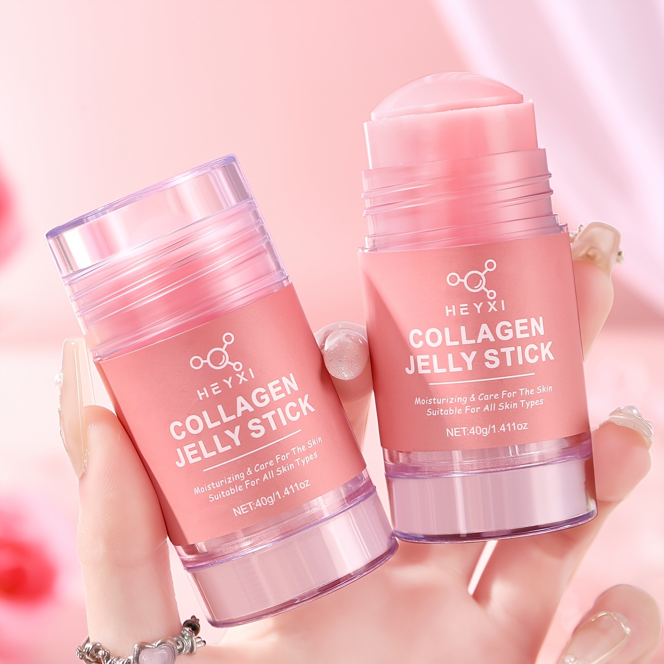2pcs Collagen Jelly Sticks, For Neck And Face Firming, Continuous Skin, , Suitable For Day And Night Use, For Types